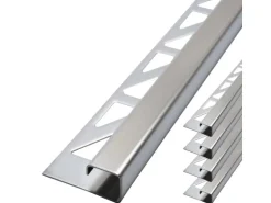 Dalsys Fliesenschiene Edelstahl Gebürstet 5x 2,5m x 8mm Eckprofil Quadrat