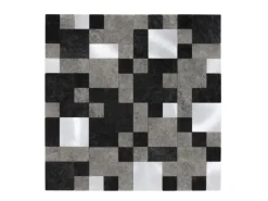 Dalsys Selbstklebende Fliesen 1m² 11 Stück Steinoptik Quadrate Schwarz Silber