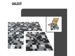 Dalsys Selbstklebende Fliesen 1m² 11 Stück Steinoptik Quadrate Schwarz Silber