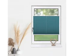 Deco-Raum Plissee Basic ohne Bohren 95x210cm Petrol Blickdicht Klemmfix