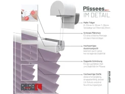 Deco-Raum Plissee Basic ohne Bohren 105x150cm Flieder Blickdicht Klemmfix