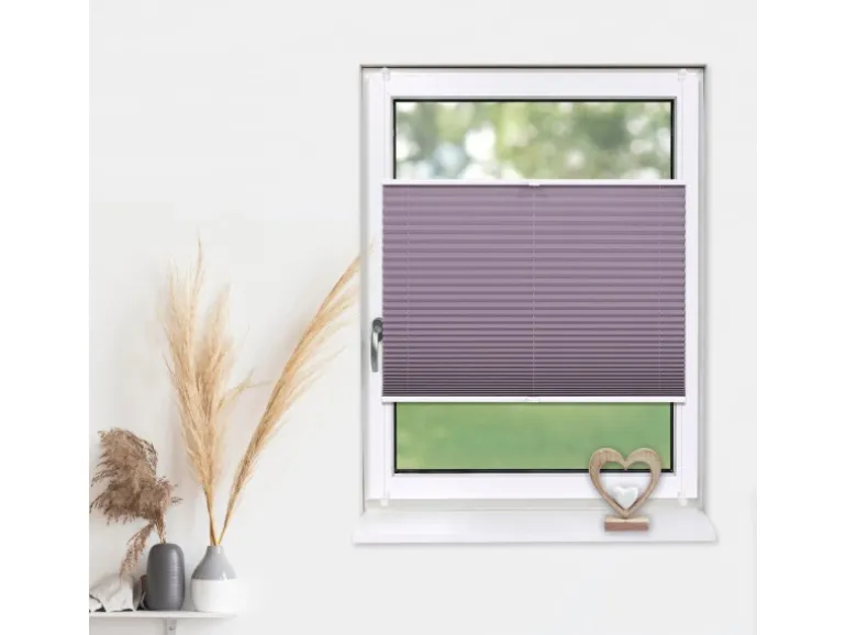 Deco-Raum Plissee Basic ohne Bohren 50x150cm Flieder Blickdicht Klemmfix
