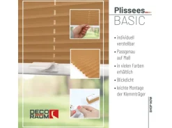Deco-Raum Plissee Basic ohne Bohren 120x150cm Cappuccino Blickdicht Klemmfix