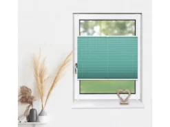 Deco-Raum Plissee Basic ohne Bohren 85x210cm Türkis Blickdicht Klemmfix