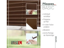 Deco-Raum Plissee Basic ohne Bohren 100x150cm Braun Blickdicht Klemmfix