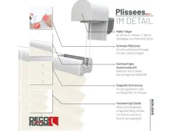 Deco-Raum Plissee Basic ohne Bohren 100x150cm Vanille Blickdicht Klemmfix