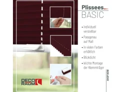 Deco-Raum Plissee Basic ohne Bohren 100x150cm Weinrot Blickdicht Klemmfix