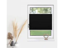 Deco-Raum Plissee Basic ohne Bohren 100x150cm Schwarz Blickdicht Klemmfix