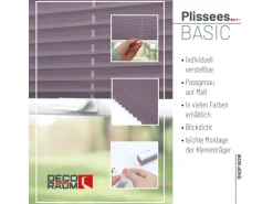 Deco-Raum Plissee Basic ohne Bohren 115x150cm Flieder Blickdicht Klemmfix