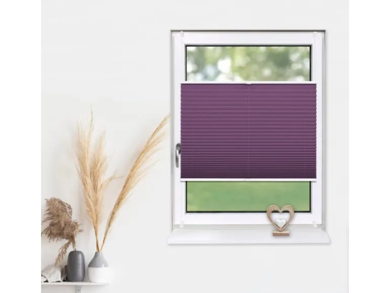 Deco-Raum Plissee Basic ohne Bohren 100x210cm Lila Blickdicht Klemmfix