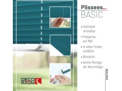 Deco-Raum Plissee Basic ohne Bohren 75x150cm Petrol Blickdicht Klemmfix