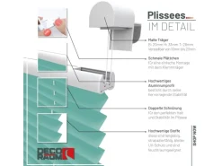Deco-Raum Plissee Basic ohne Bohren 75x150cm Türkis Blickdicht Klemmfix