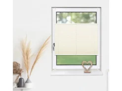 Deco-Raum Plissee Basic ohne Bohren 60x150cm Vanille Blickdicht Klemmfix