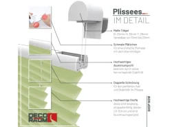 Deco-Raum Plissee Basic ohne Bohren 50x150cm Hellgrün Blickdicht Klemmfix