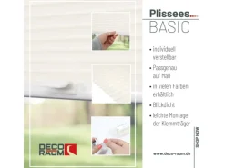 Deco-Raum Plissee Basic ohne Bohren 65x150cm Vanille Blickdicht Klemmfix