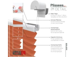 Deco-Raum Plissee Basic ohne Bohren 90x150cm Orange Blickdicht Klemmfix