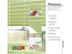 Deco-Raum Plissee Basic ohne Bohren 70x150cm Hellgrün Blickdicht Klemmfix