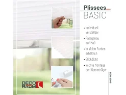 Deco-Raum Plissee Basic ohne Bohren 45x150cm Weiß Blickdicht Klemmfix