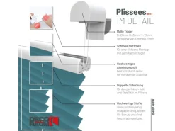 Deco-Raum Plissee Basic ohne Bohren 55x150cm Petrol Blickdicht Klemmfix