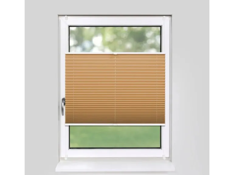 Deco-Raum Plissee Basic ohne Bohren 45x150cm Cappuccino Blickdicht Klemmfix