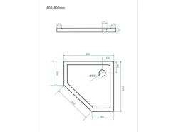 Dein Bau Projekt Duschtasse Fünfeck 80 x 80 x 5 cm o. Ablauf, Duschwanne