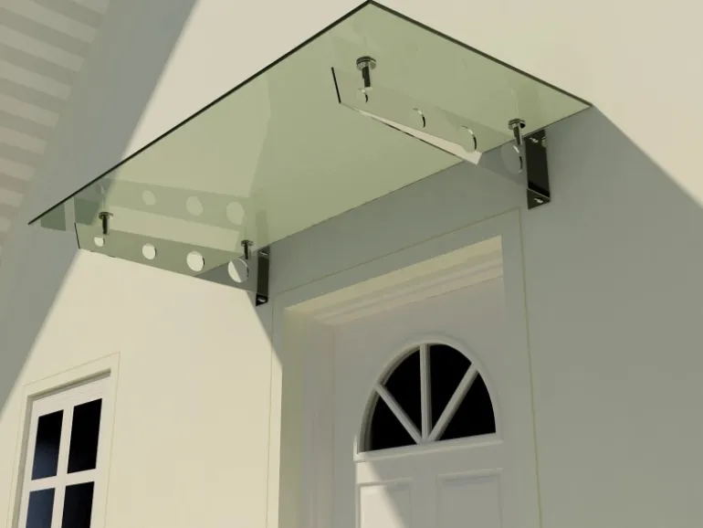 Dein Bau Projekt Glasvordach Model Schwert Klarglas VS-Glas 225 x 90 cm