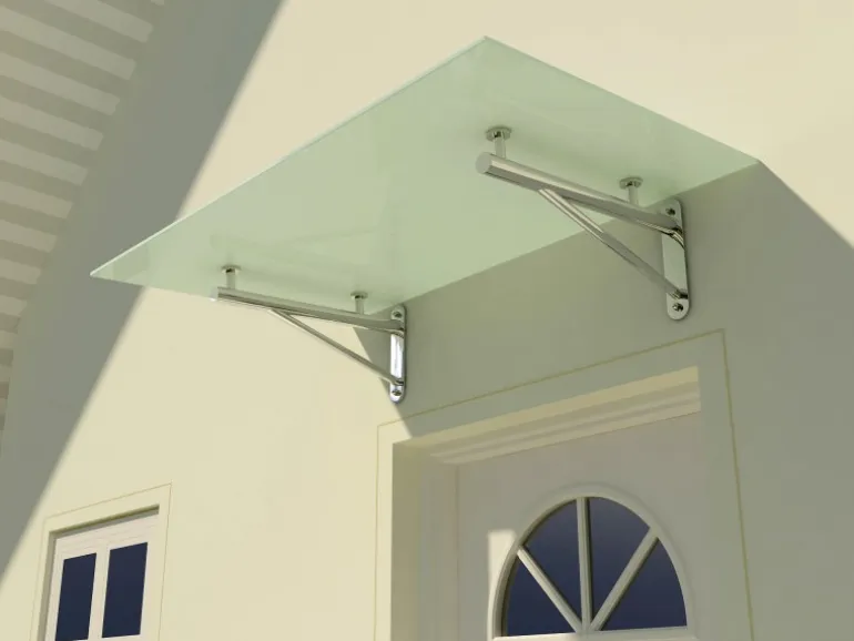 Dein Bau Projekt Glasvordach Elbrus Milchglas VS-Glas 275 x 90 cm