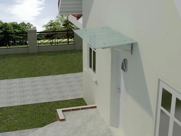 Dein Bau Projekt Glasvordach Elbrus Milchglas VS-Glas 275 x 90 cm