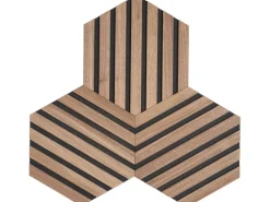 Denpanels Akustikpaneel Hexagon 26,5 cm x 26,5 cm x 1 cm Walnuss 3 Stück FSC®
