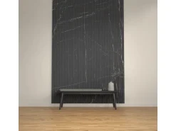 Denpanels Akustikpaneel Laminiert Marmor MDF 300 x 60 x 1,8 cm Schwarz