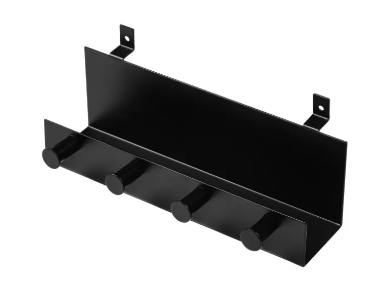 DenPanels Regal schwarz mit 4 Haken 21,5 cm inkl. Schrauben