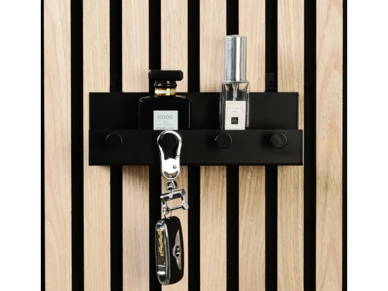 DenPanels Regal schwarz mit 4 Haken 21,5 cm inkl. Schrauben