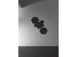 Designpaneel Hexagon Lino Nero Clear MDF Schwarz 25 cm x 25 cm 3 Stück