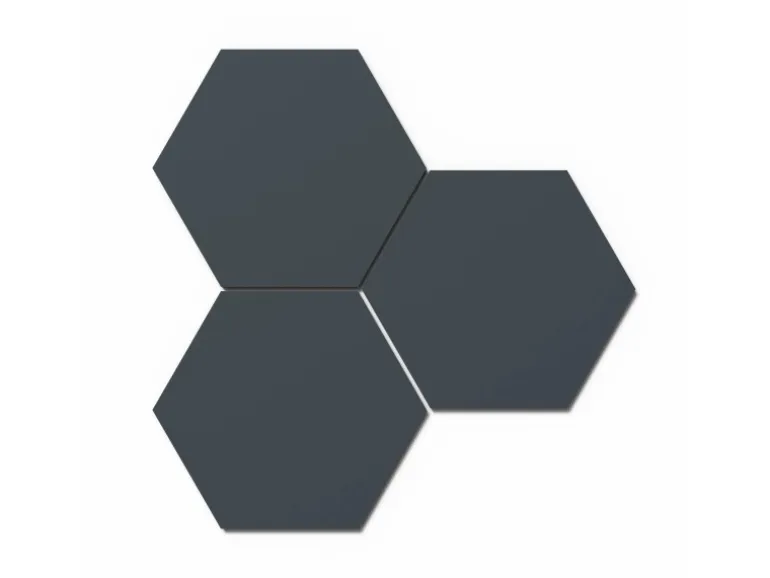 Designpaneel Hexagon Lino Smokey Blue Clear MDF Schwarz 50 cm x 50 cm 3 Stück
