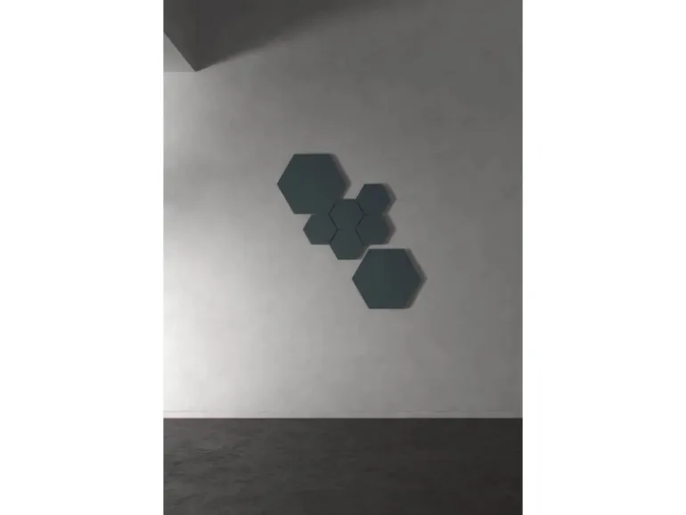 Designpaneel Hexagon Lino Smokey Blue Clear MDF Schwarz 50 cm x 50 cm 3 Stück