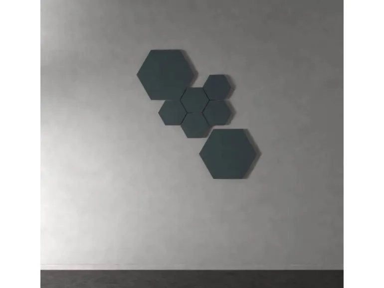 Designpaneel Hexagon Lino Smokey Blue Clear MDF Schwarz 50 cm x 50 cm 3 Stück