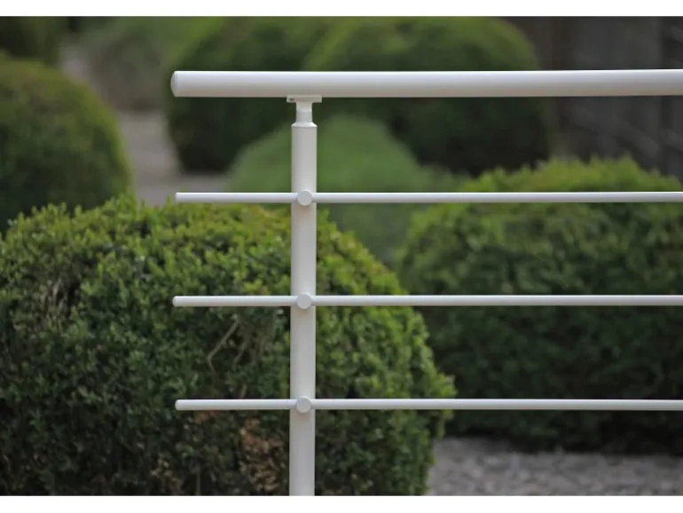 Dieda Geländerset Aluminium Weiß waagerechte Rundstäbe 100 cm x 150 cm