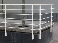 Dieda Geländerset Aluminium Weiß waagerechte Rundstäbe 100 cm x 150 cm