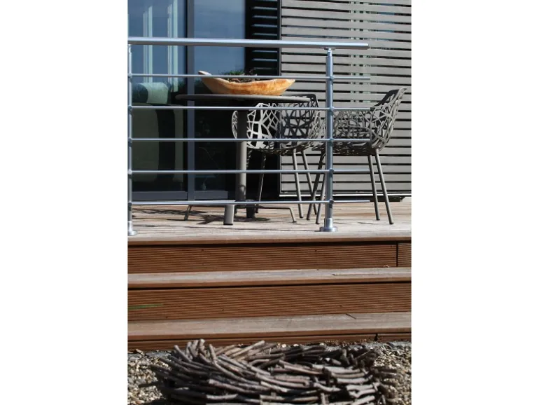 Dieda Geländerset Aluminium Eloxiert waagerechte Rundstäbe 100 cm x 150 cm