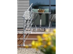 Dieda Geländerset Aluminium Eloxiert waagerechte Rundstäbe 100 cm x 150 cm