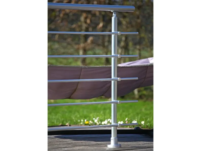 Dieda Geländerset Aluminium Eloxiert waagerechte Rundstäbe 100 cm x 150 cm