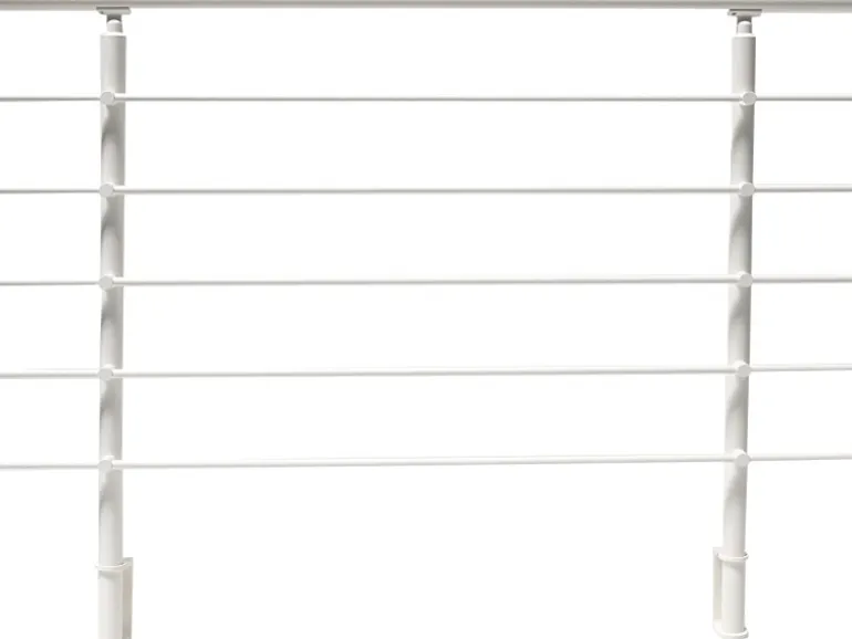 Dieda Geländerset Aluminium Weiß waagerechte Rundstäbe 120 cm x 150 cm
