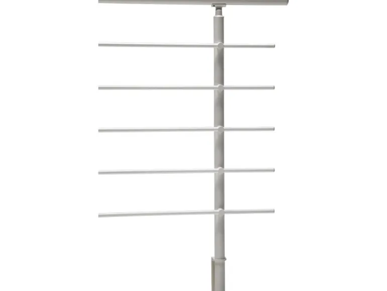 Dieda Geländerset Aluminium Weiß waagerechte Rundstäbe 120 cm x 150 cm