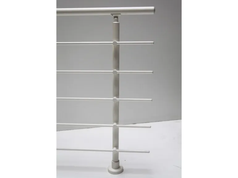 Dieda Geländerset Aluminium Weiß waagerechte Rundstäbe 120 cm x 150 cm