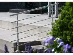 Dieda Geländerset Aluminium Weiß waagerechte Rundstäbe 120 cm x 150 cm