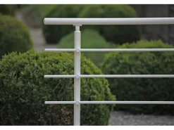 Dieda Geländerset Aluminium Weiß waagerechte Rundstäbe 120 cm x 150 cm