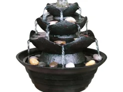 Dobar Design-Zimmerbrunnen Polyresin in Felsen-Optik mit Deko-Steinen Schwarz