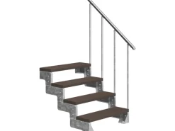 Dolle Außentreppe Gardentop 4 TRIMAX-Stufen 80 cm Dunkelbraun + Alu-Geländer