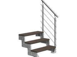 Dolle Außentreppe Gardentop 3 TRIMAX-Stufen 100 cm Dunkelbraun + Geländer