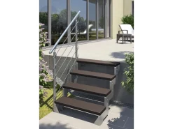 Dolle Außentreppe Gardentop 3 TRIMAX-Stufen 100 cm Dunkelbraun + Geländer